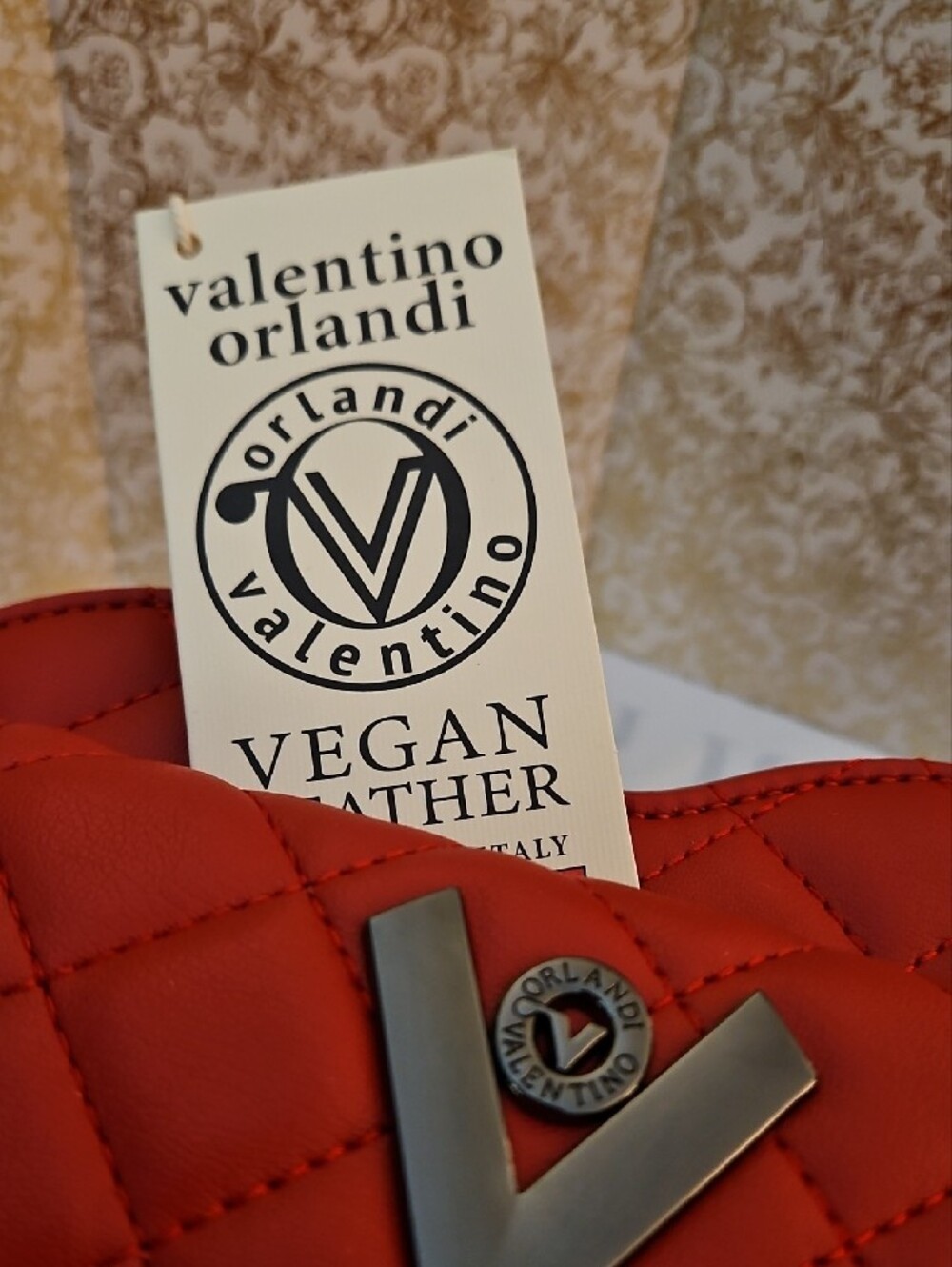 Valentino Orlandi Red Quilted Heart Crossbody with Gunmetal Hardware - Picture 3 of 4